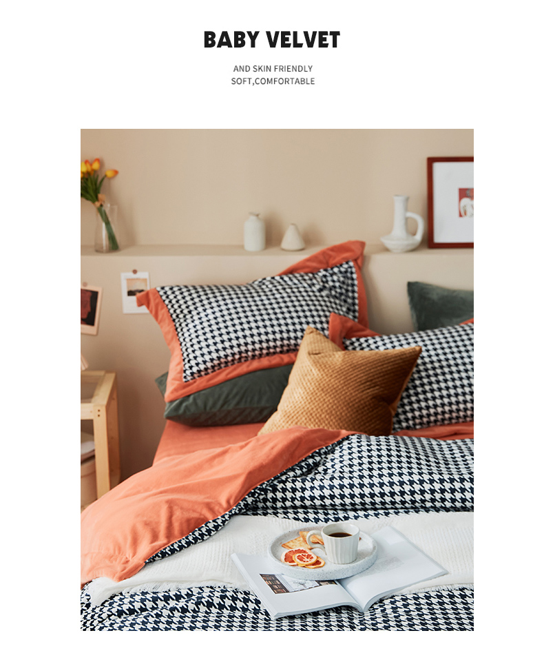 Queen King Duvet Cover Set Bed Sheet Pillowcases Home Textiles Double Sided Crystal Velvet 5kg Swallow Gird Bedding Set 13 QN20200827193329 11885